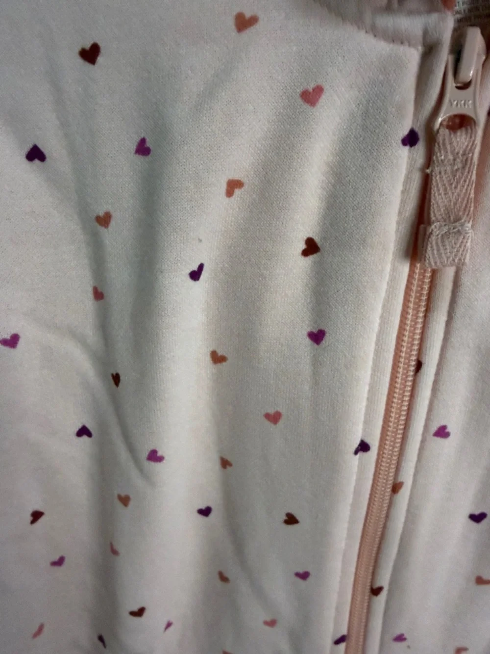 Cat & Jack Girls' Pink Heart Print Zip Hoodie size large